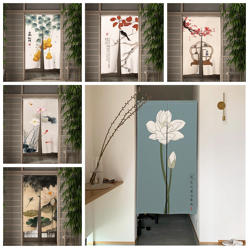 Noren Curtain Doorway - 日本の伝統的な中国の絵画ドア,室内装飾,表面実装,寝室,キッチン,バスルームの装飾
