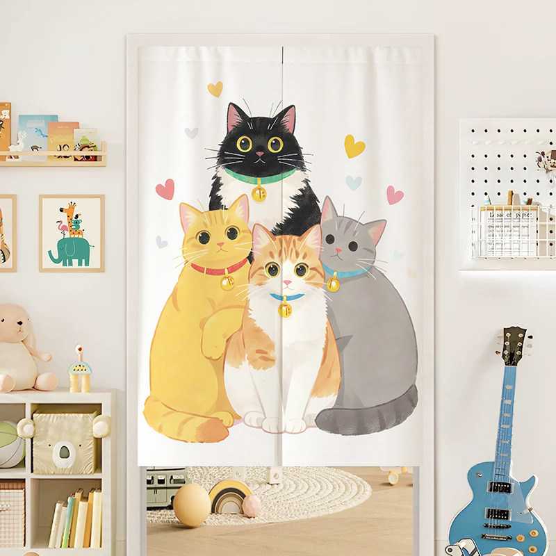 VIKAMA カップル猫のれんドアカーテンかわいい子猫プリン - Noren Curtain Doorway のレビューと価格