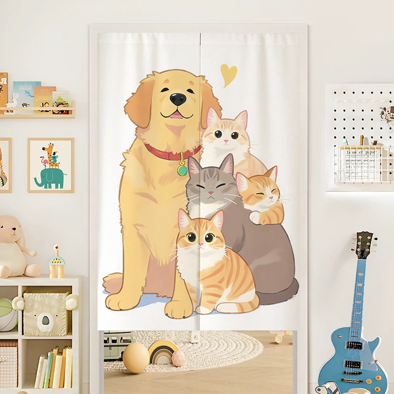 VIKAMA カップル猫のれんドアカーテンかわいい子猫プリン - Noren Curtain Doorway のレビューと価格