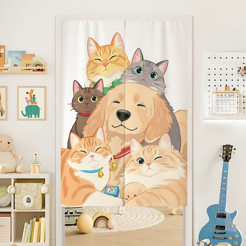 VIKAMA カップル猫のれんドアカーテンかわいい子猫プリン - Noren Curtain Doorway のレビューと価格