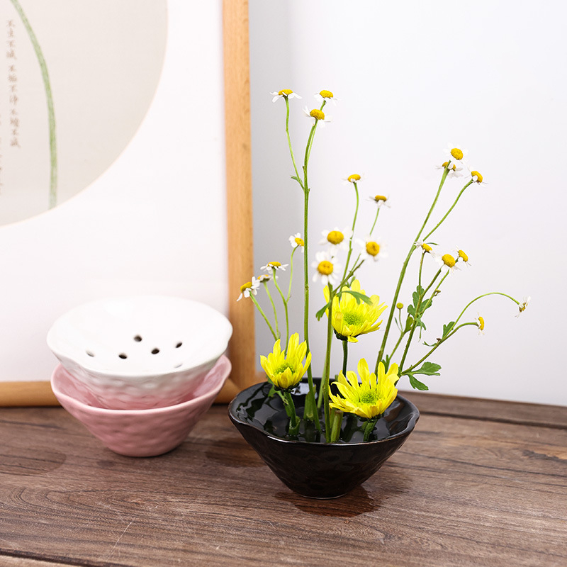 花のボウルセラミック色スタイル中国の花の配置器具日本のike - Ikebana Vase Kenzan のレビューと価格