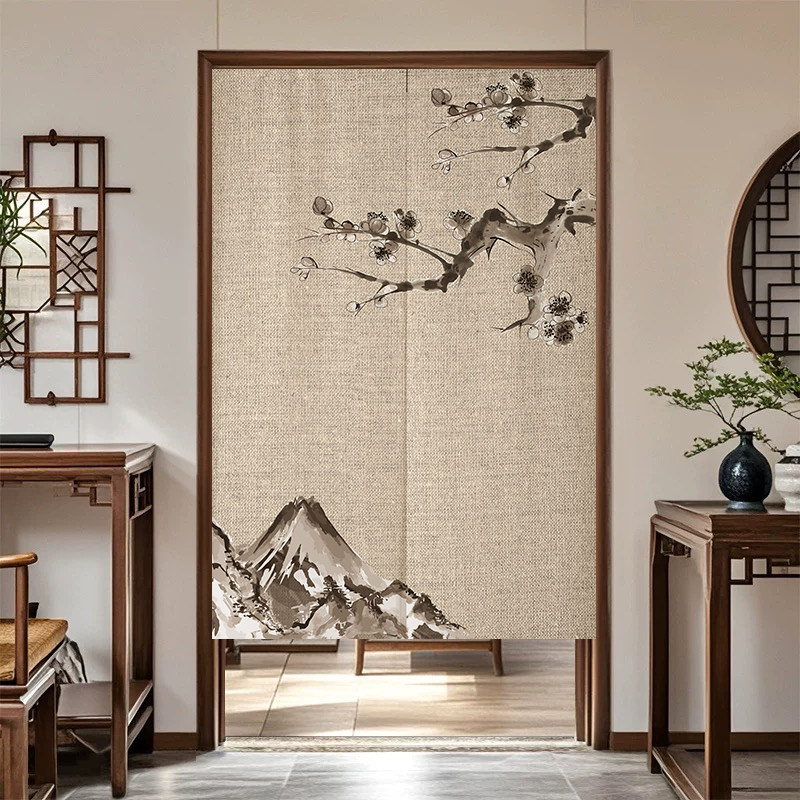 VIKAMA インク竹のれんドアカーテンリネンテクスチャ吊り - Noren Curtain Doorway のレビューと価格