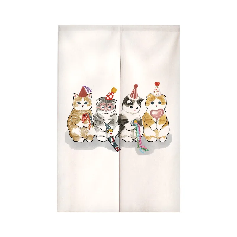 面白い猫柄の日本風ドアカーテン、ノレン、かわいいドレープ、リ - Noren Curtain Doorway のレビューと価格