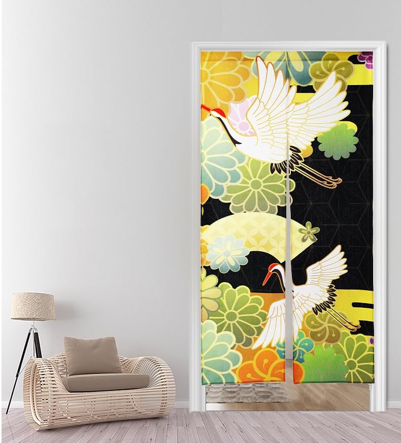 Noren 和風戸口カーテン 和柄鶴の絵がプリント (パター - Noren Curtain Doorway のレビューと価格
