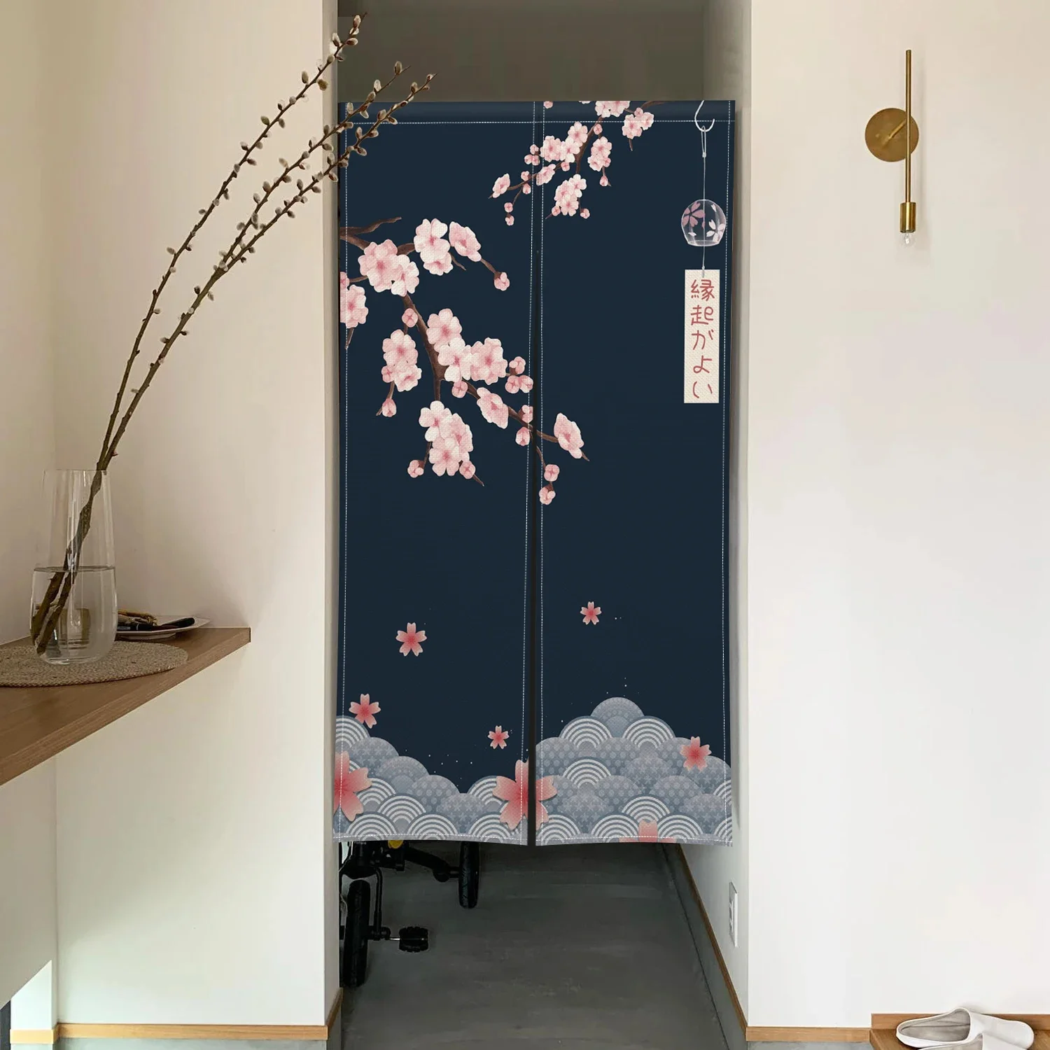 日本の桜のプリントドアカーテン,装飾的な仕切り,キッチンドア - Noren Curtain Doorway のレビューと価格