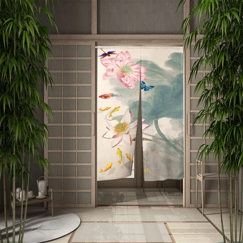 日本のれん戸口中国の伝統的な絵画ドアキュラティン蓮の花居酒屋 - Noren Curtain Doorway のレビューと価格