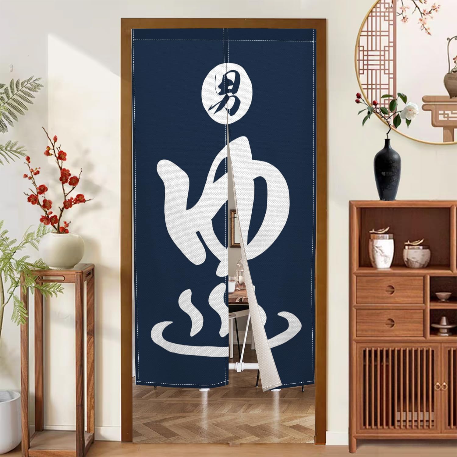 長い日本の能門カーテン浮世絵青い魚男性キャラクタープリント片 - Noren Curtain Doorway のレビューと価格