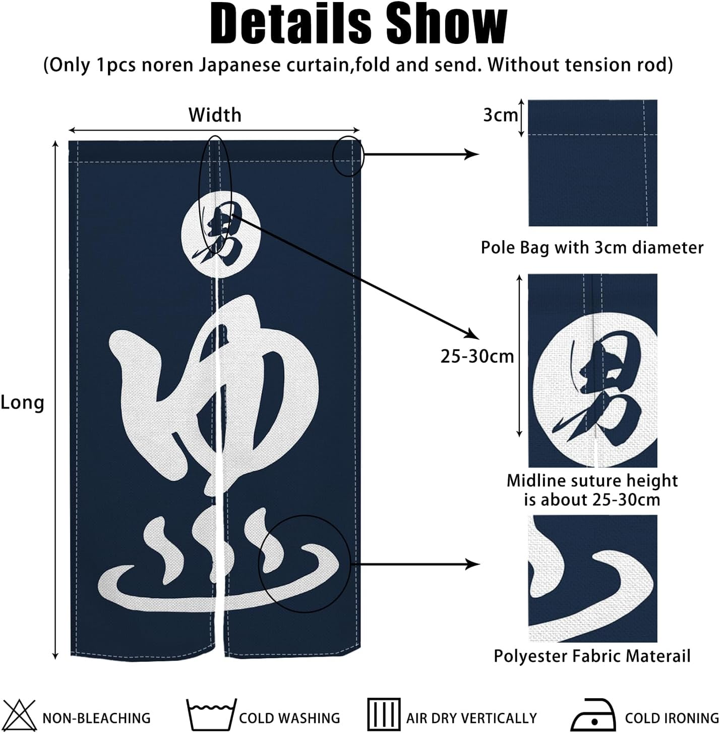 長い日本の能門カーテン浮世絵青い魚男性キャラクタープリント片 - Noren Curtain Doorway のレビューと価格