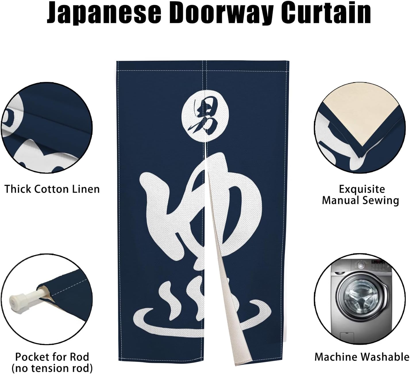 長い日本の能門カーテン浮世絵青い魚男性キャラクタープリント片 - Noren Curtain Doorway のレビューと価格