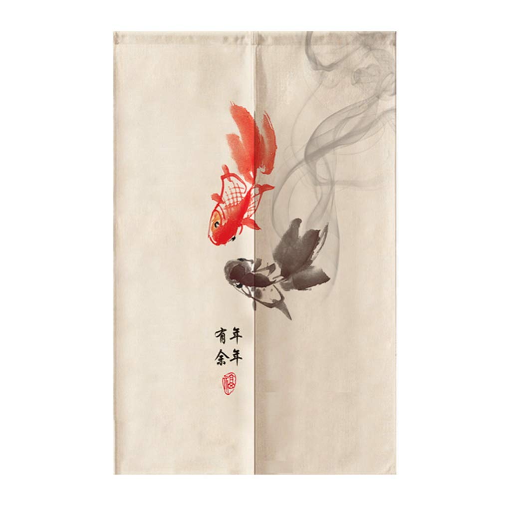 古代のキャラクターの魚日本のカーテン寝室の入り口の家の装飾リ - Noren Curtain Doorway のレビューと価格